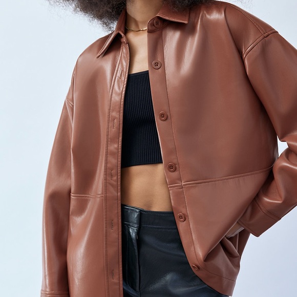 Babaton Pelli Shirt Jacket XS Patina Brown NEVER WORN - Picture 5 of 7